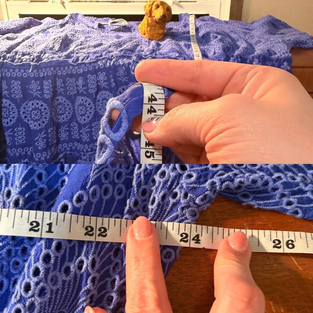 NEW Johnny Was Bluebelle Eyelet Embroidered Tiered Dress Blue 2X Boho NWT - Picture 7 of 12